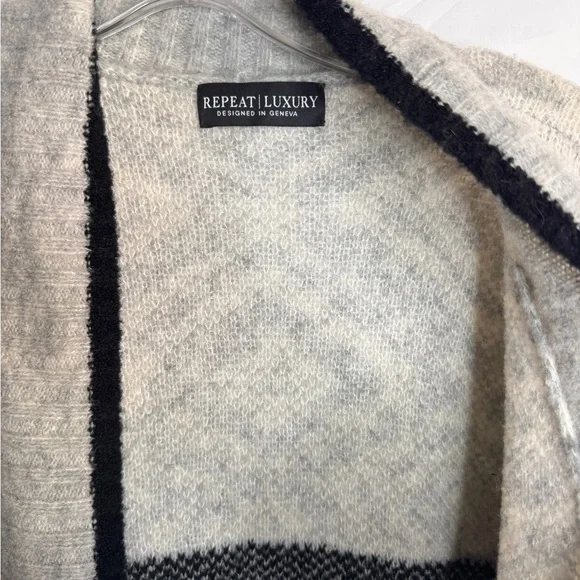 Repeat Luxury Geneva Cozy Black and Gray Patterned Women's Maxi Sweater